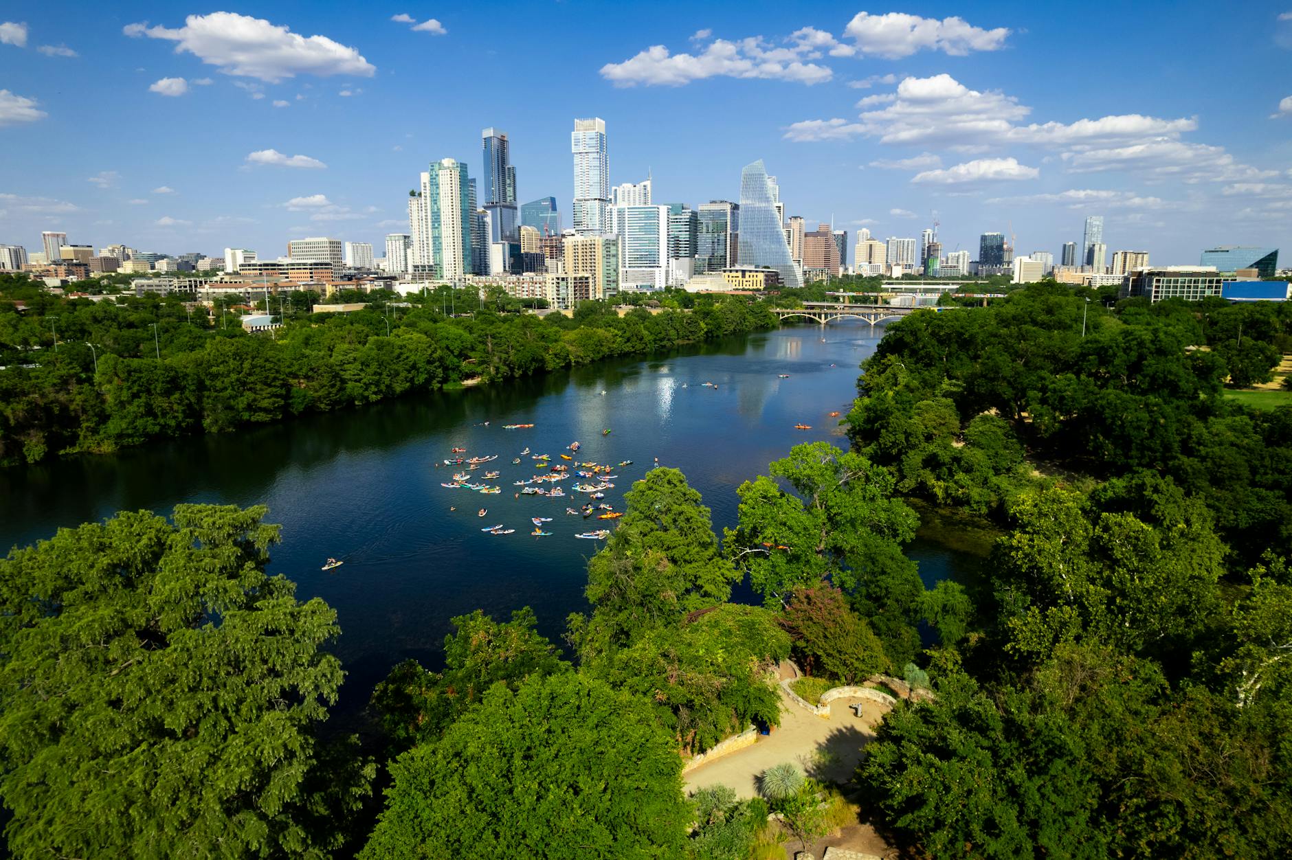 skyscrapers by the river in austin