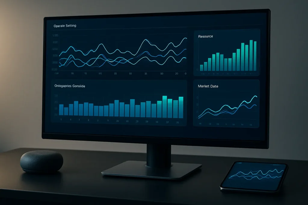 Analytics dashboard showing dynamic pricing graphs and revenue charts for short-term rental management