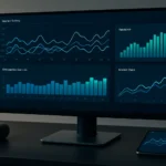 Analytics dashboard showing dynamic pricing graphs and revenue charts for short-term rental management