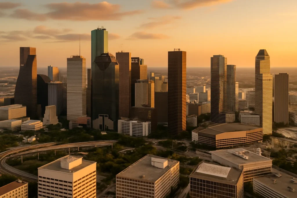 Houston Texas skyline representing new STR regulations