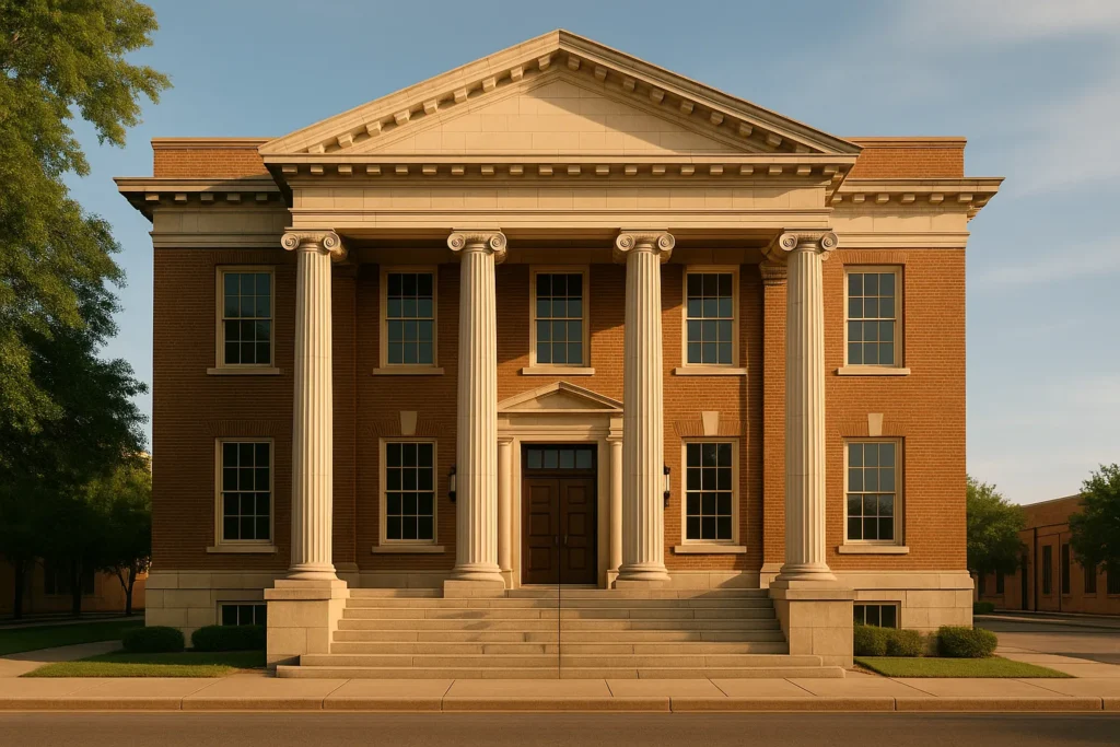 Historic Texas government building representing municipal STR compliance and regulation