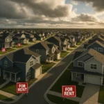 Aerial view of suburban neighborhood representing short-term rental market analysis