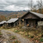 Empty vacation rental cabins in the Smoky Mountains near Gatlinburg Tennessee with a For Sale sign showing the STR market correction