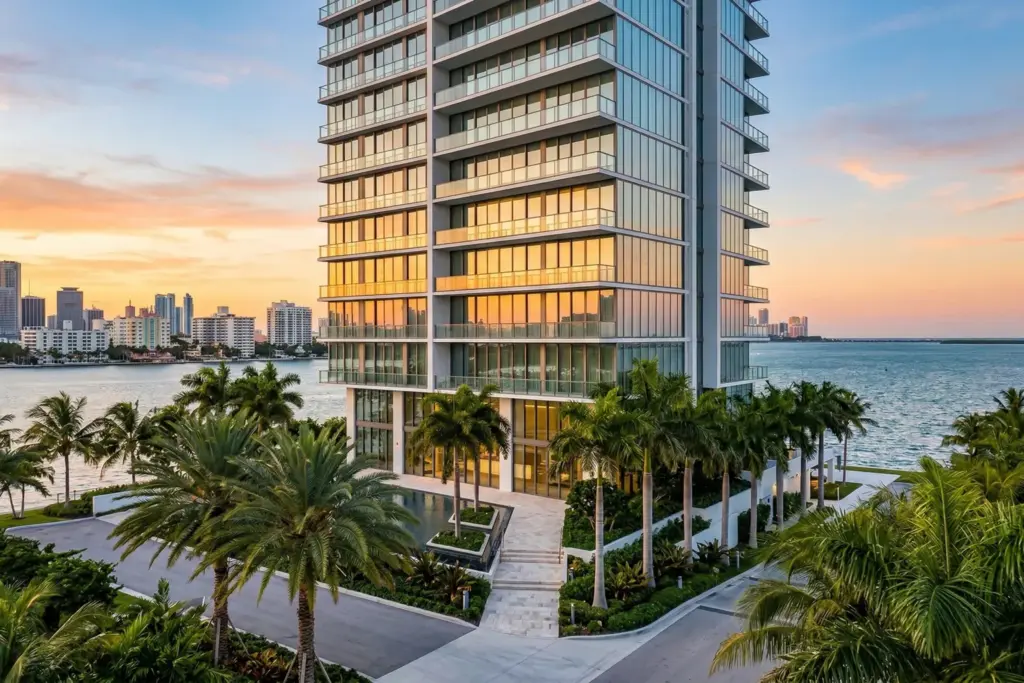Miami skyline at golden hour with palm trees representing the short-term rental investment market