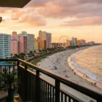 Myrtle Beach South Carolina oceanfront condo buildings along the Grand Strand coastline