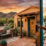 A Southwest-style casita in Scottsdale Arizona at sunset representing short-term rental hosts in the Phoenix metro area