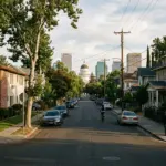 Sacramento residential neighborhood with downtown skyline, representing the STR regulation debate