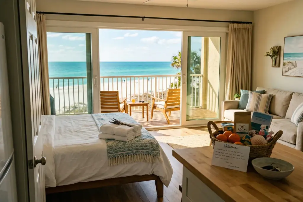 A freshly prepared vacation rental condo with ocean view, ready for spring break guests