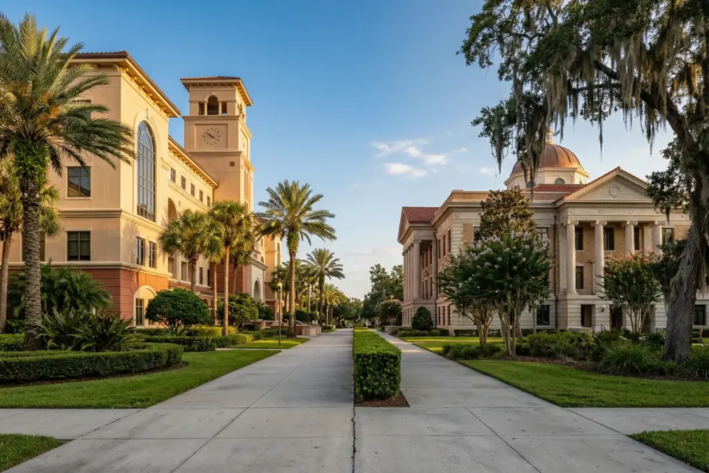 Florida county government buildings representing Orlando divided short-term rental regulations between Orange and Osceola counties