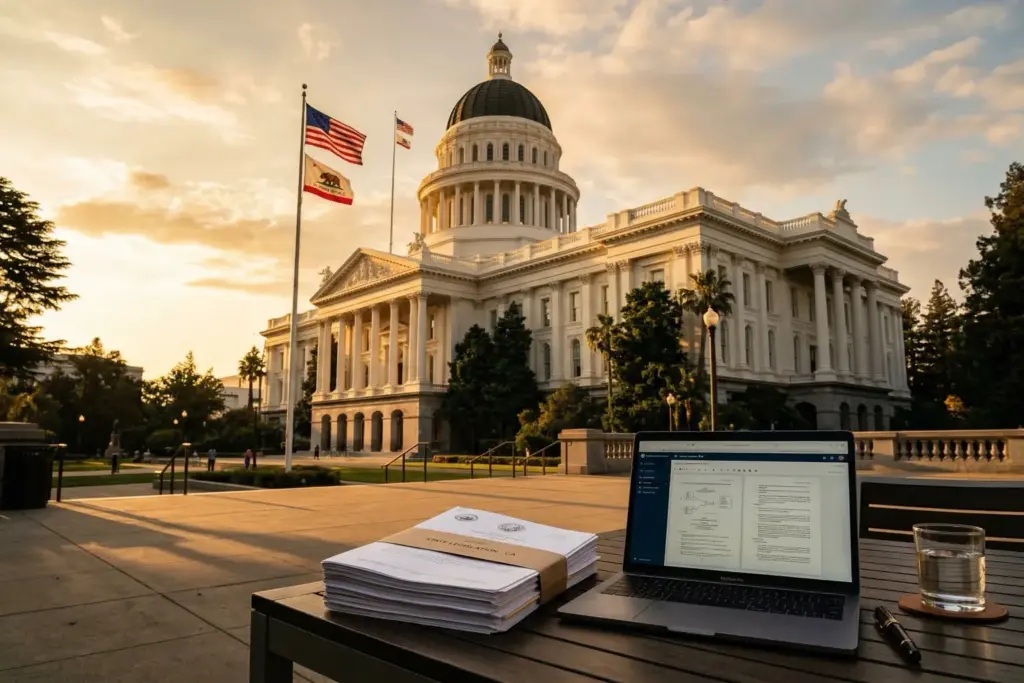 California State Capitol building in Sacramento representing SB 346 short-term rental legislation