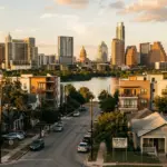Austin Texas skyline and residential neighborhood representing STR platform enforcement deadline