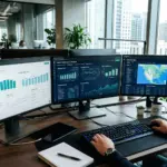 Analytics dashboards showing STR performance data and market benchmarking for professional property managers