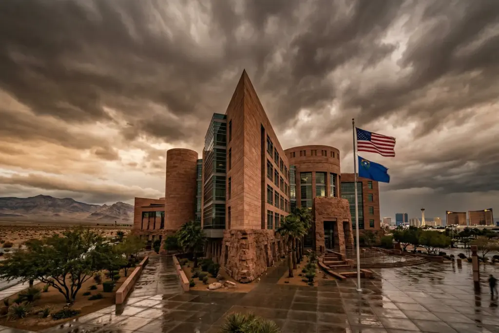 Clark County government building in Las Vegas Nevada where STR enforcement regulations were blocked by federal court injunction