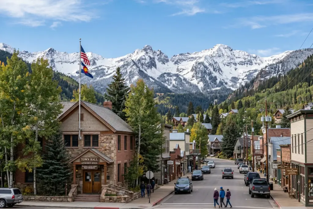 Colorado Rocky Mountain town with government buildings representing STR regulatory landscape