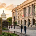 Washington D.C. government building and residential neighborhood representing the new renter hosting bill