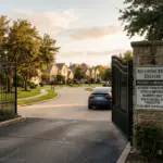 HOA community entrance with no short-term rental sign illustrating HOA STR enforcement