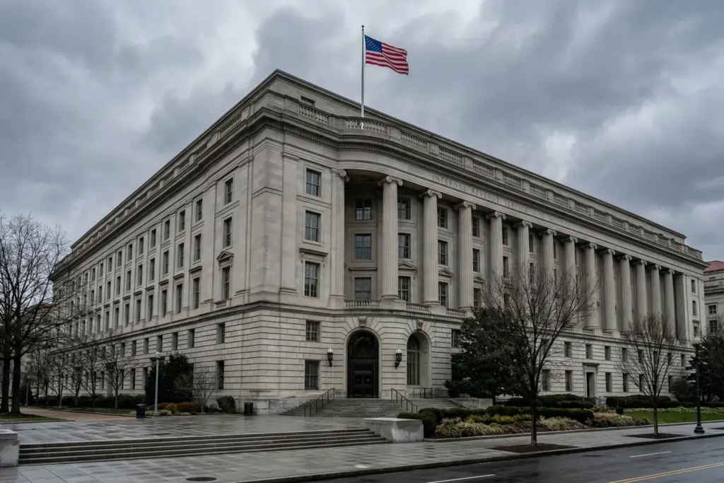 Federal government building in Washington DC representing IRS oversight of short-term rental bonus depreciation claims
