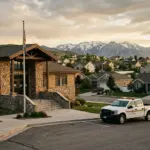 Mountain town city hall building representing STR complaint hotline enforcement in 2026