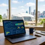 Dynamic pricing dashboard showing World Cup 2026 STR rate optimization with Dallas skyline