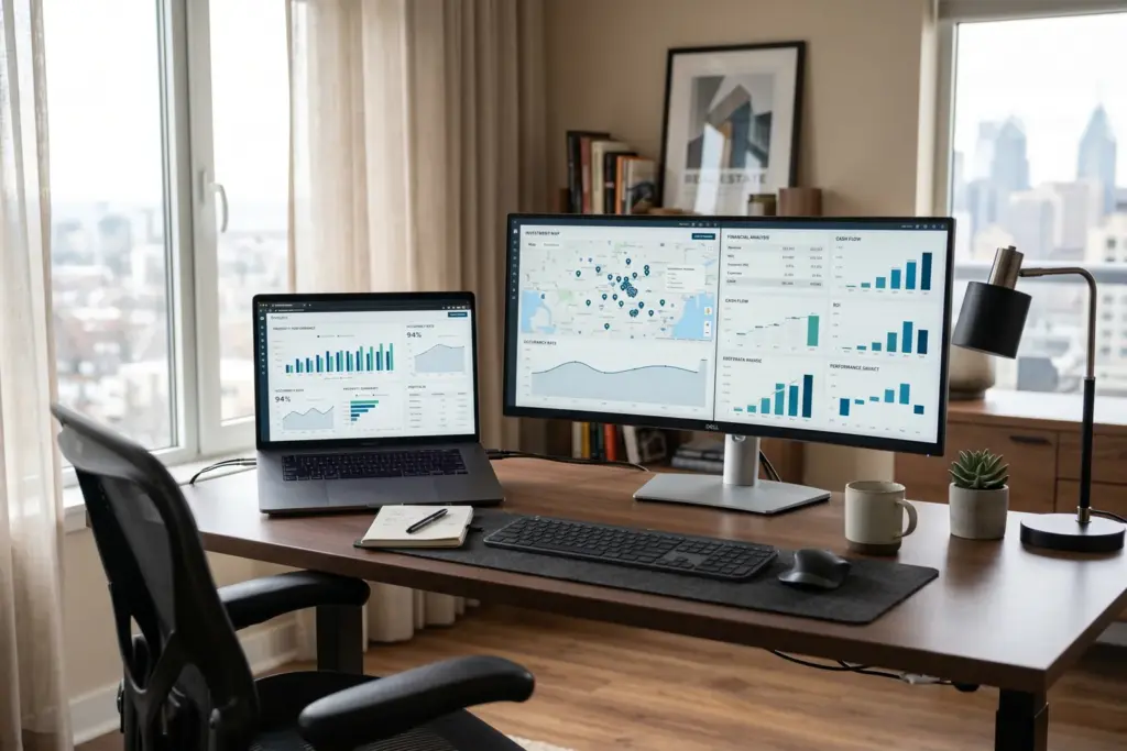 Side-by-side comparison of STR analytics dashboards showing investment metrics for short-term rental market analysis