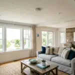 Smart noise monitoring device mounted in a vacation rental living room