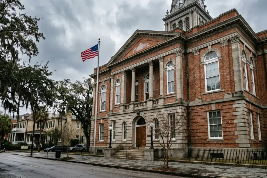 Chatham County Georgia courthouse government building short-term rental buffer zone vote 2026