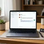 STR host laptop showing AI chat interface for writing guest messages in 2026