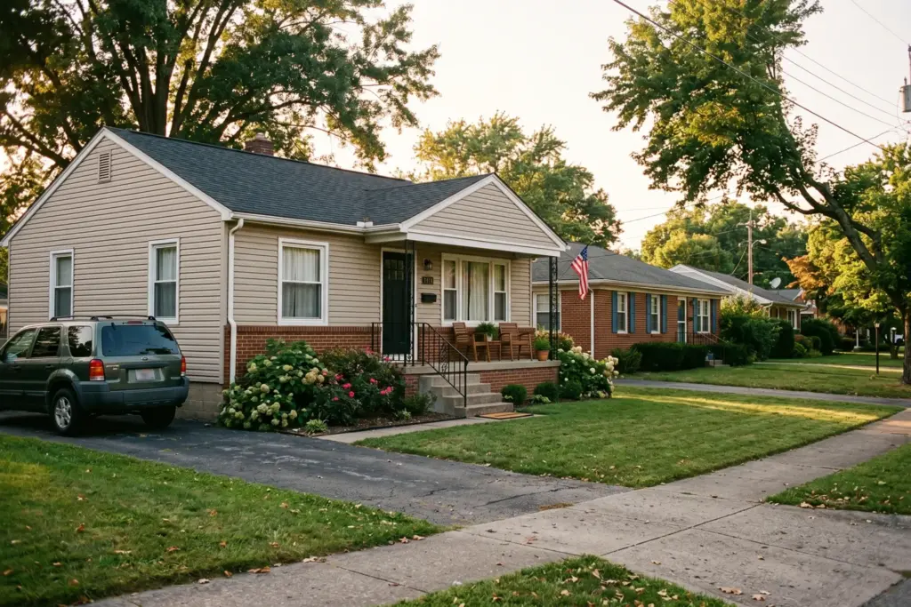 A mid-range residential home in an American suburban neighborhood representing the challenges facing middle-market STR hosts in 2026