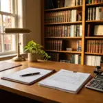 Tax forms and calculator on a desk representing Schedule E vs Schedule C classification for Airbnb income