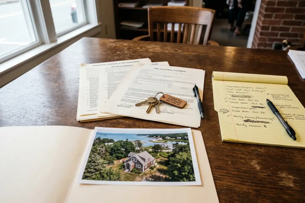 Real estate closing documents and house keys on a desk representing STR seller disclosure gaps