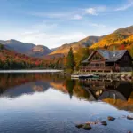 Adirondack Mountains lake and cabin landscape representing the NY short-term rental market investment opportunity