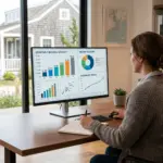 Investor reviewing Airbnb Q1 2026 earnings charts showing revenue and booking growth data for STR investment analysis