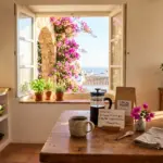 Sunlit vacation rental interior with welcome note and coffee setup, representing the guest-to-host journey in 2026