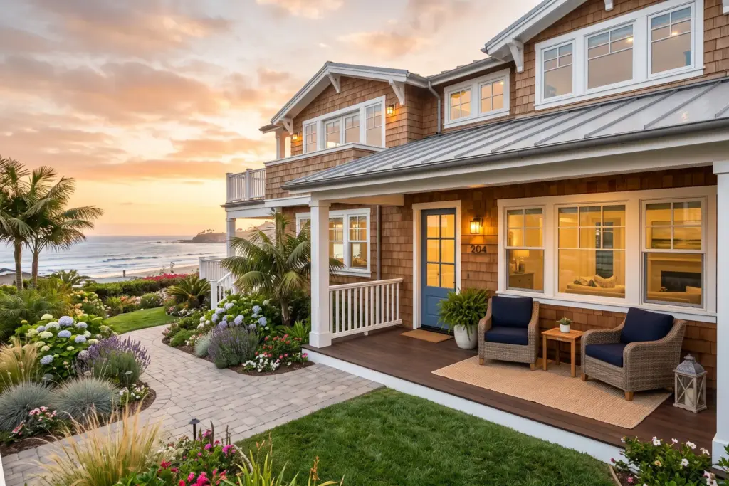 A beautiful coastal vacation rental property representing Airbnb income potential across different markets in 2026