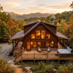 Smoky Mountain cabin at golden hour representing Airbnb pricing strategy in Gatlinburg Tennessee
