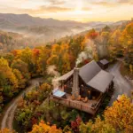 Mountain cabin short-term rental property with hot tub at sunrise in Tennessee, representing first-year STR investing results