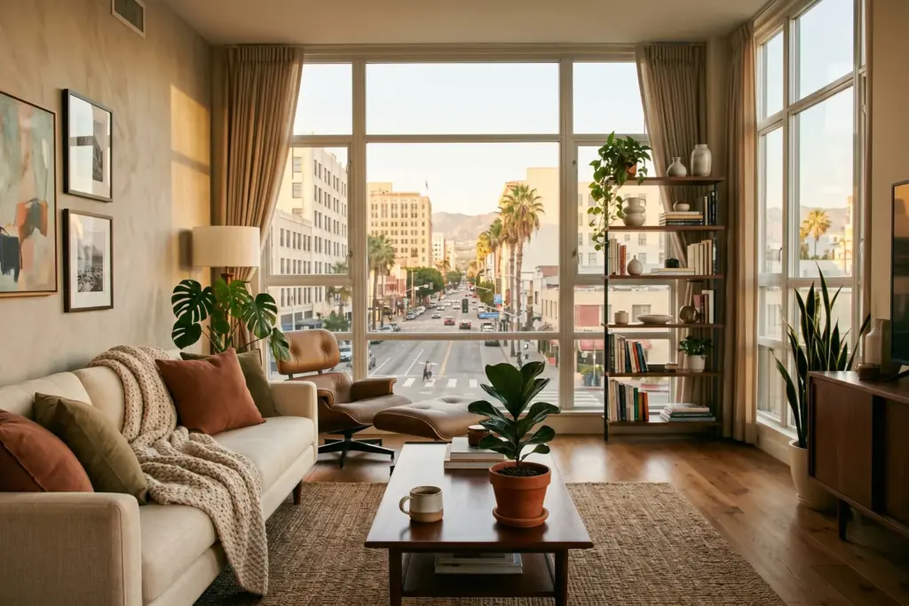 Furnished urban apartment representing STR hosts pivoting to mid-term rentals in 2026