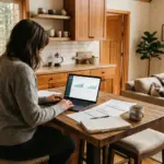 First-time STR investor reviewing rental income data in a vacation rental property