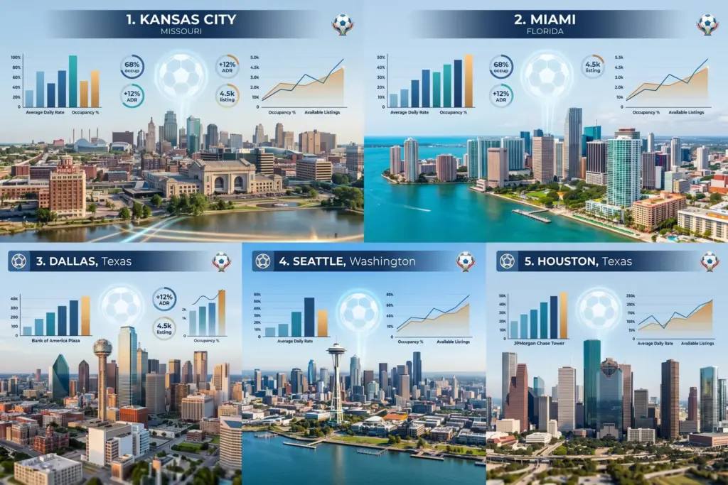 World Cup 2026 STR advance booking performance data across 11 U.S. host cities