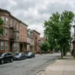 Urban residential street with apartment buildings representing Airbnb host supply constraints in 2026