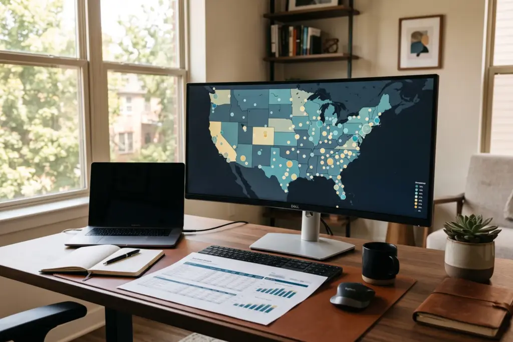 US map showing Airbnb occupancy rates by city for STR investors in 2026