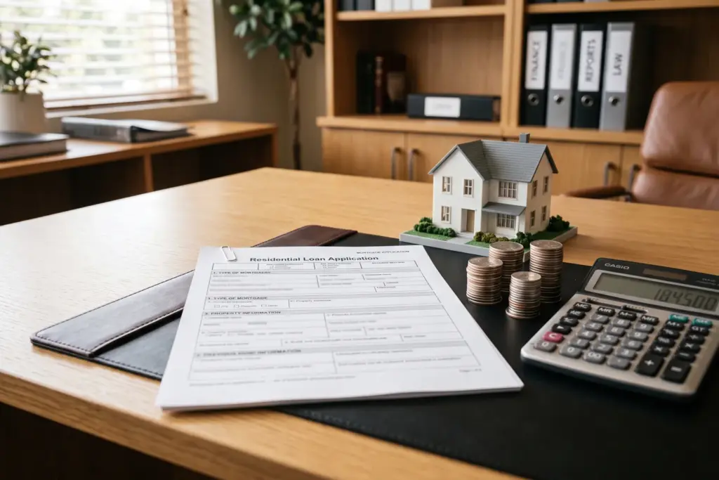 Loan documents and mortgage application on a desk representing DSCR loan requirements for Airbnb investors
