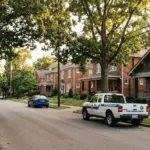 Residential street in Lexington Kentucky after STR license enforcement reduced market inventory by 39%