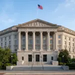 IRS federal building representing Section 199A QBI deduction rules for short-term rental owners