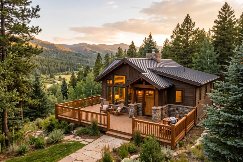 Mountain vacation rental cabin exterior representing STR depreciation tax strategy