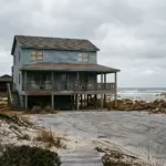 Empty beach vacation rental property in winter off-season illustrating STR mortgage risk