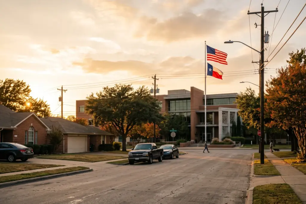 Irving Texas municipal building representing the new conditional use permit requirement for short-term rentals in residential zones effective July 31 2026