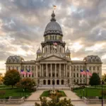 Illinois State Capitol building representing the new SB 3019 marketplace facilitator tax law for Airbnb and VRBO hosts