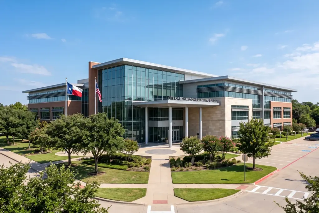 Richardson Texas city hall building representing new STR registration rules 2026