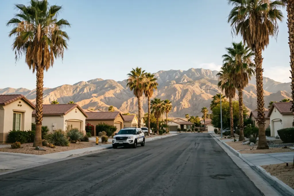 Coachella Valley neighborhood in unincorporated Riverside County California where new STR citation-to-suspension enforcement rules take effect August 2026